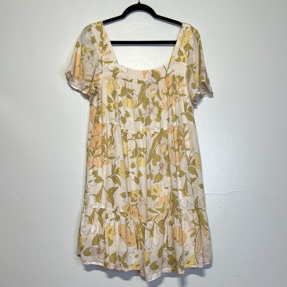 Rails Dress Womens‎ M Valentina Citrus Floral Mini Square Neck Short Sleeve